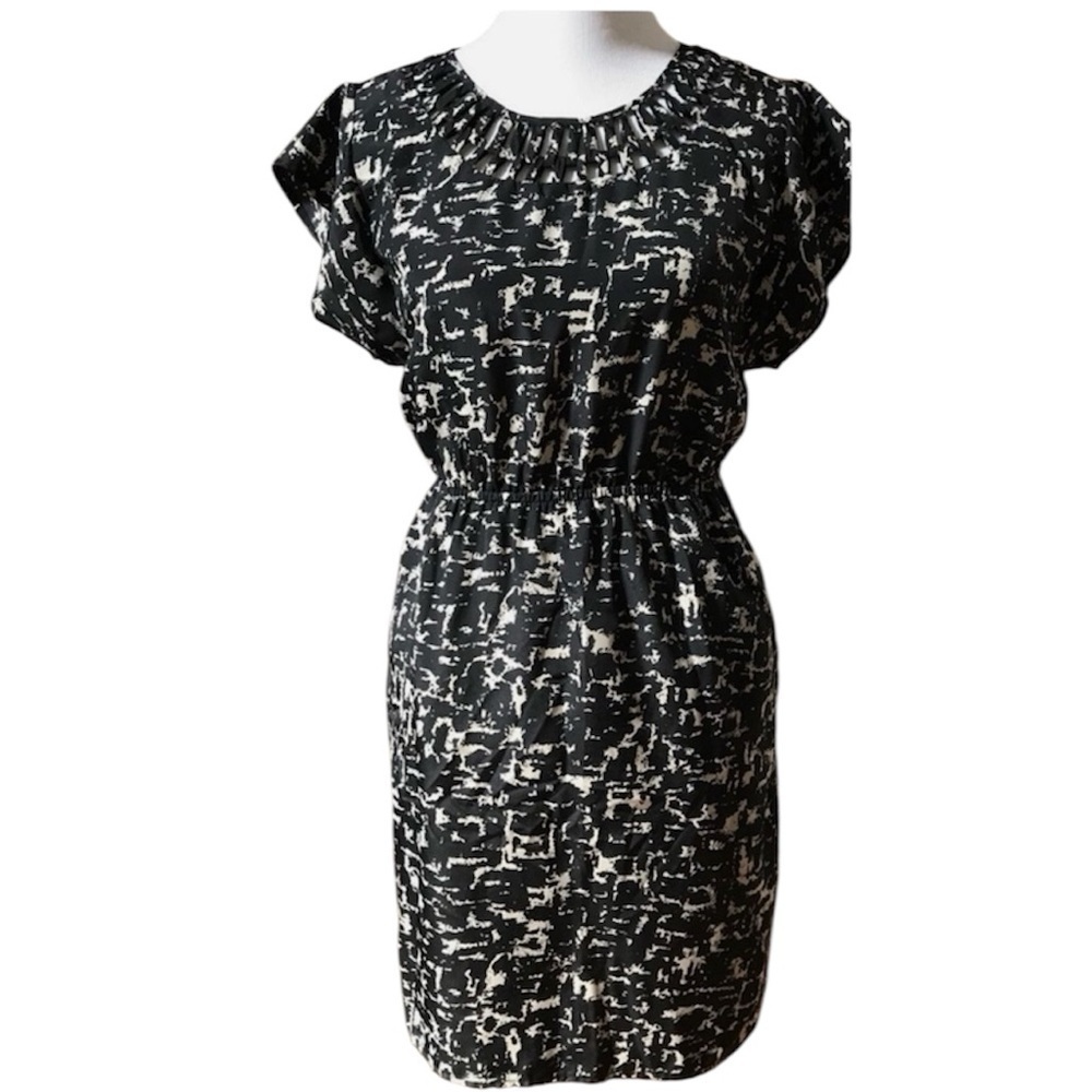 Mossimo Womens Black and cream Geometric Print Dress Short Sleeve - Picture 2 of 9